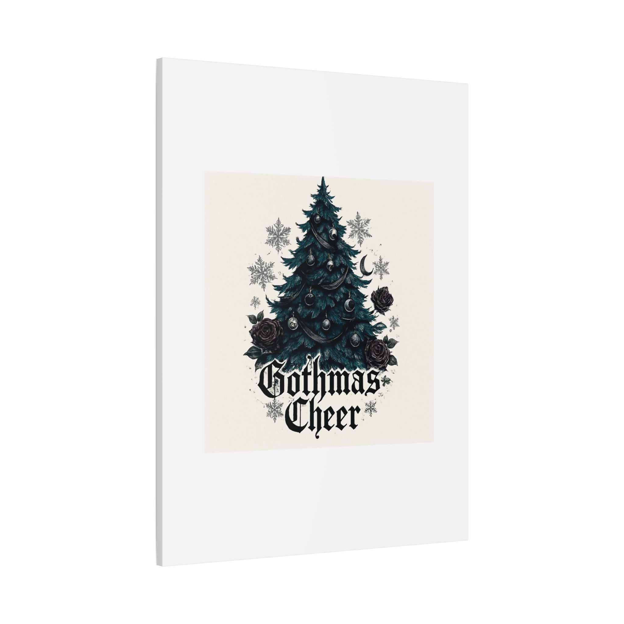 Gothmas Cheer Canvas Art — Gothic Christmas Tree Wall Decor