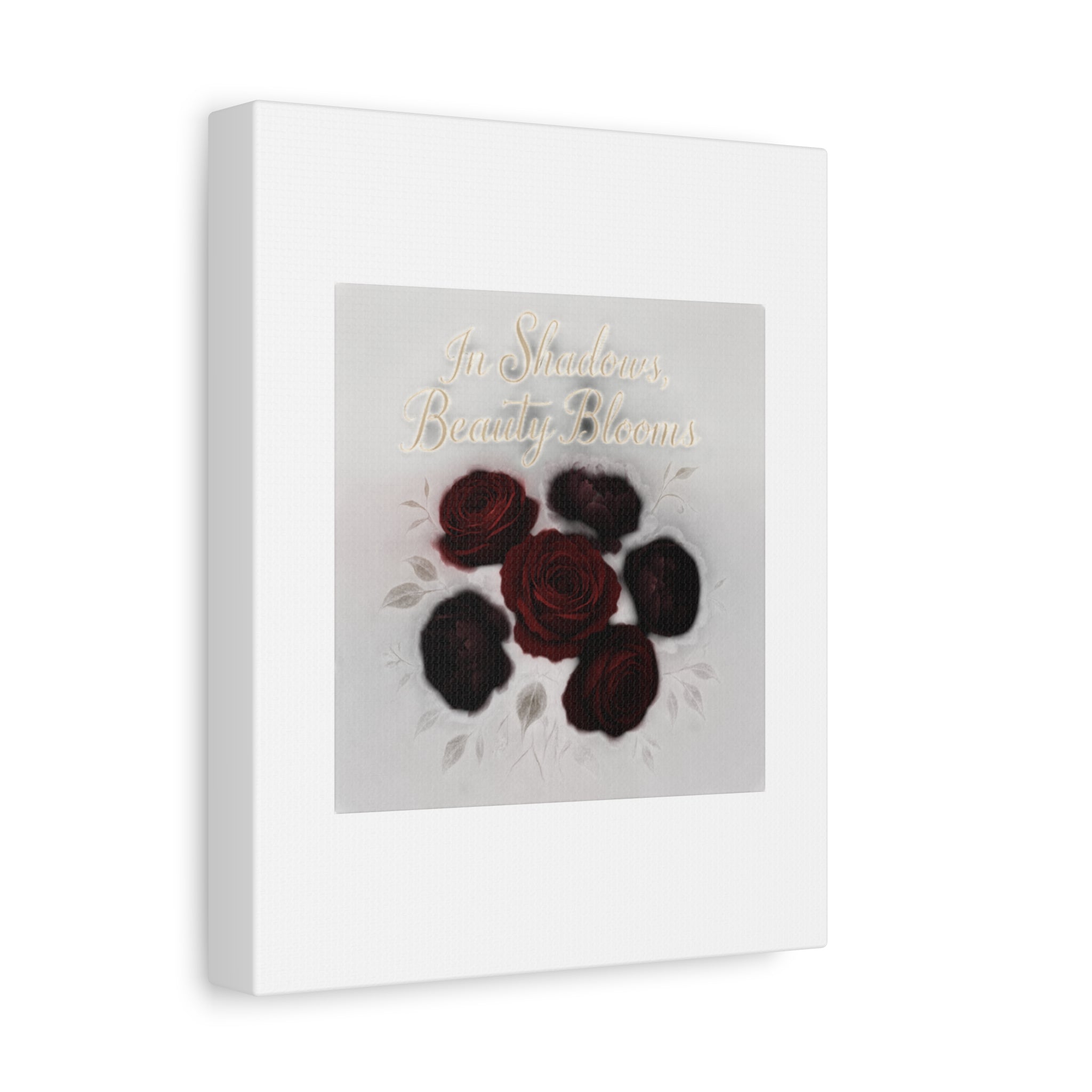 Canvas Wall Art - "In Shadows, Beauty Blooms" Dark Red Roses Stretched 1.25"