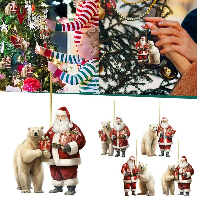 Old Man And Polar Bear Christmas Pendant Christmas Tree Decoration