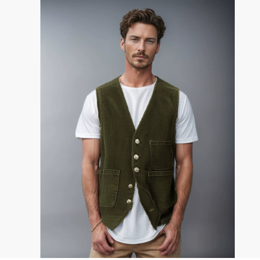 Corduroy Jacket Winter Solid Color Casual Blazer Fashion Warm Men Coat