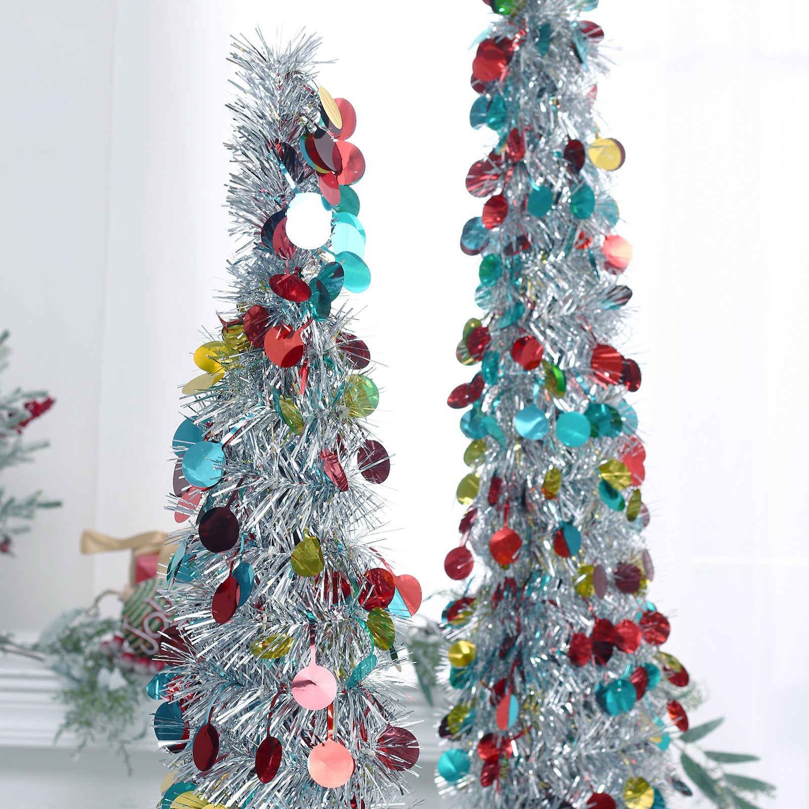 Christmas Colorful Retractable Folding Christmas Tree Decorative Ornaments