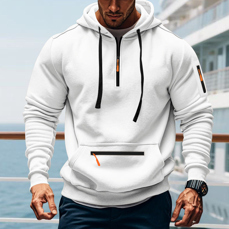 Casual Men's Sports Cargo Hoodie Regular Sleeve