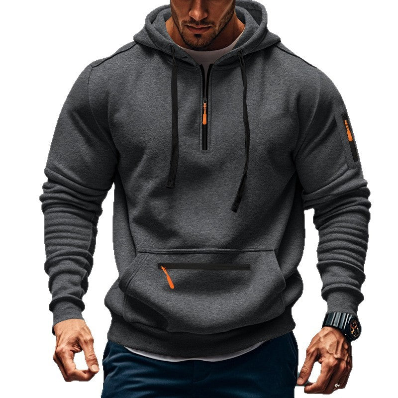 Casual Men's Sports Cargo Hoodie Regular Sleeve