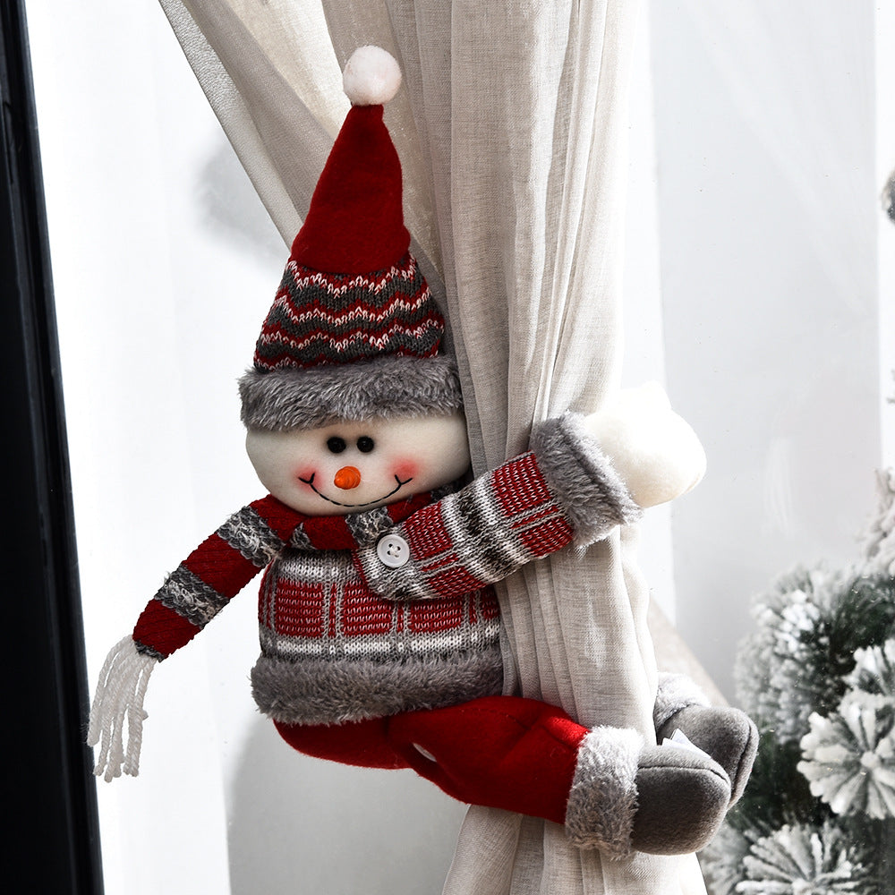 Christmas Curtain Decorative Button Cartoon Doll