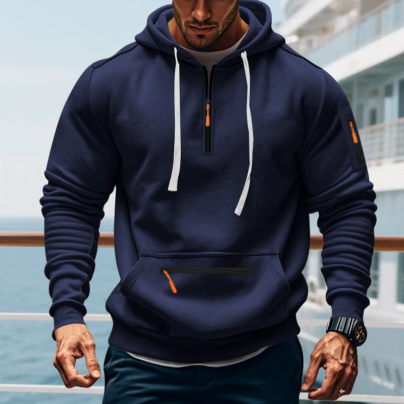 Casual Men's Sports Cargo Hoodie Regular Sleeve