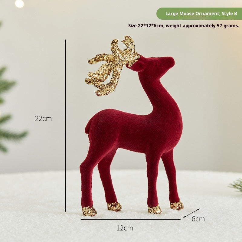 Christmas Sequined Flocking Elk Decoration