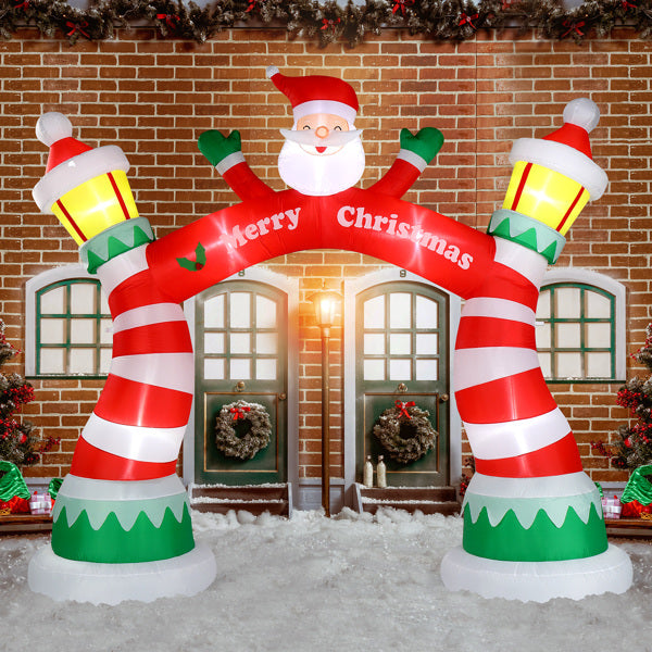 8.9ft Christmas Arch, 7 LED Lights, Drawstring Pockets, Christmas Inflatable Arch